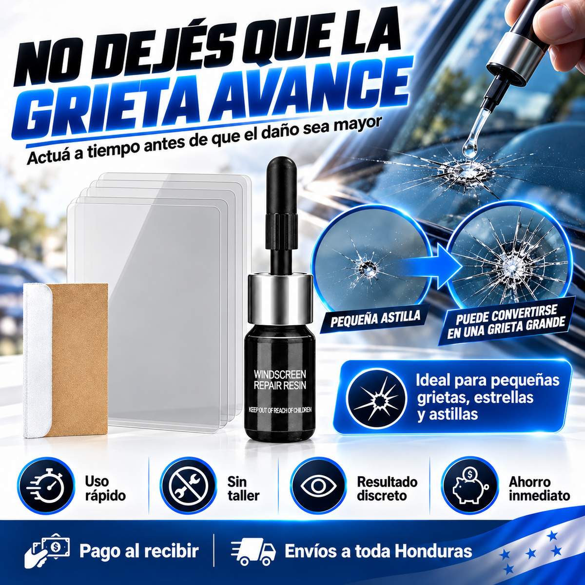 GlassGuard Pro™ – Kit Reparador de vidrio Automotriz o de hogar