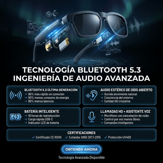 Gafas Inteligentes Bluetooth Pro – Auriculares Integrados & Lentes UV CERTIFICACION CONTESTA LLAMADAS - Inversiones Alkosto