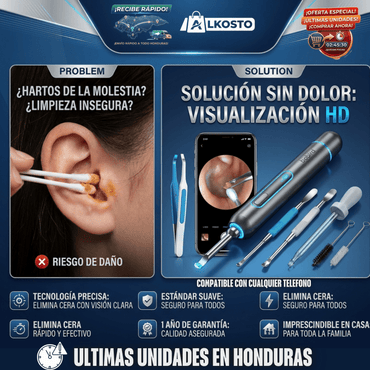 LIMPIADOR DE OÍDOS CON CÁMARA 4K Y LUZ LED GARANTÍA Y CERTIFICACIÓN - Inversiones Alkosto