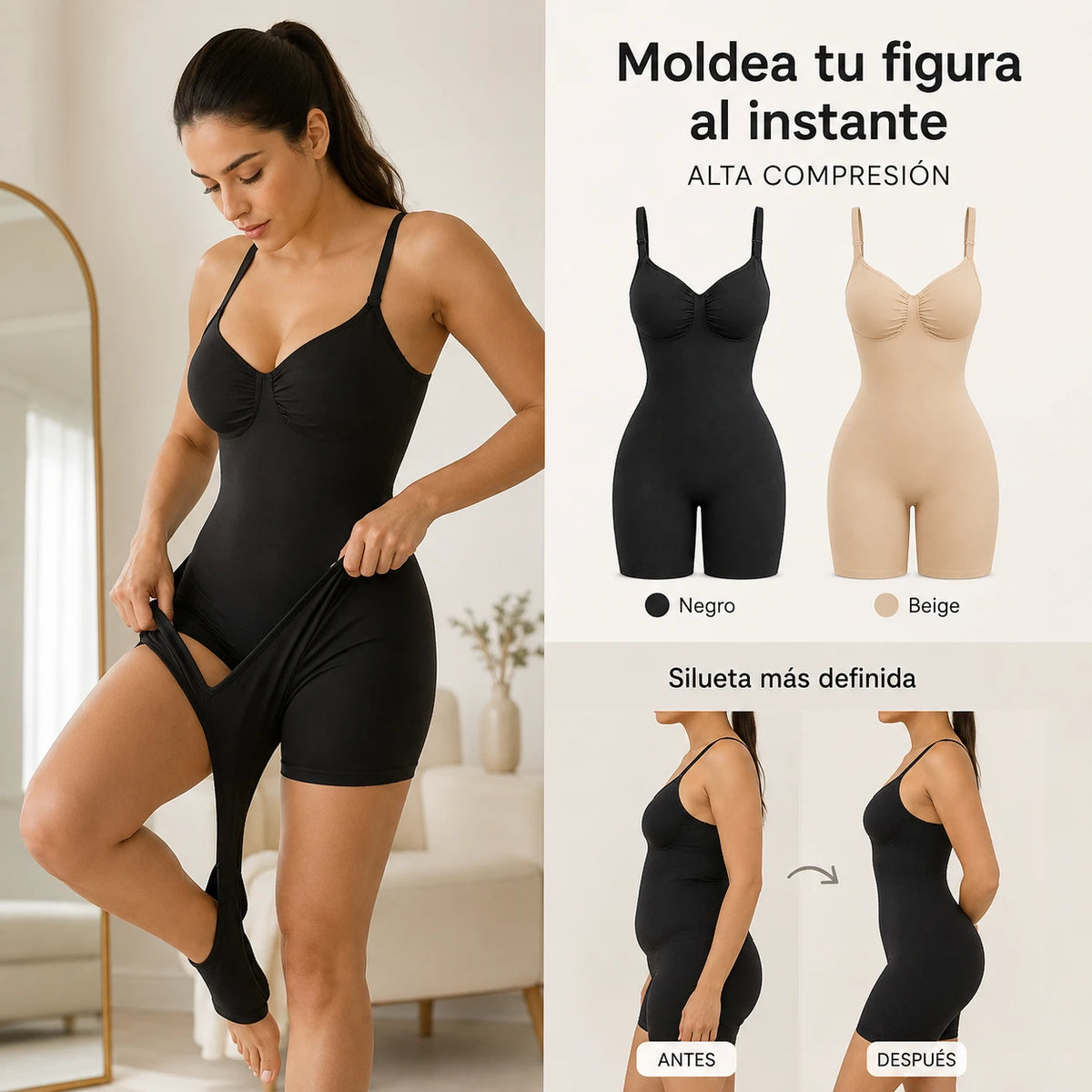 SHAPERX™ 100% COLOMBIANO  Body Moldeador de Compresión LEVANTA GLUTEOS (Faja Bodysuit Control Total) Colombian
