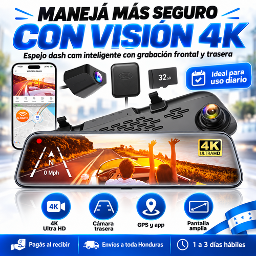 DriveSafe Vision™ – Espejo Retrovisor Inteligente con Cámara