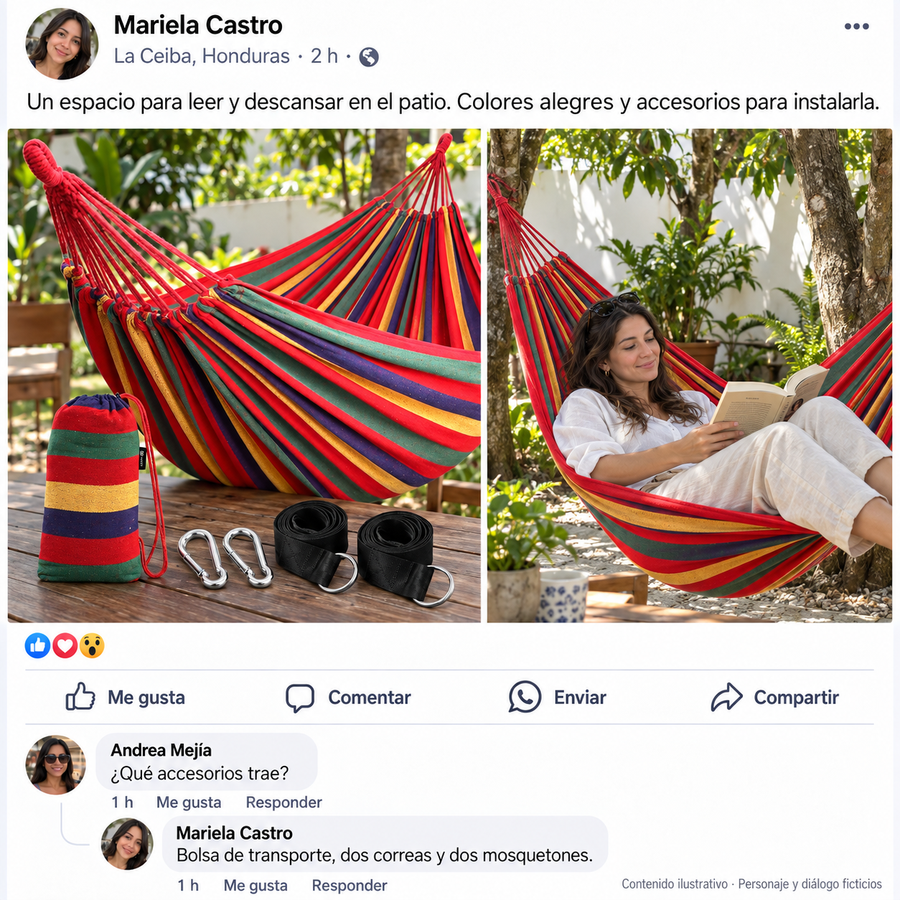 Hamaca Doble Anti-Volteo con Barra de Madera - reseña de cliente 1