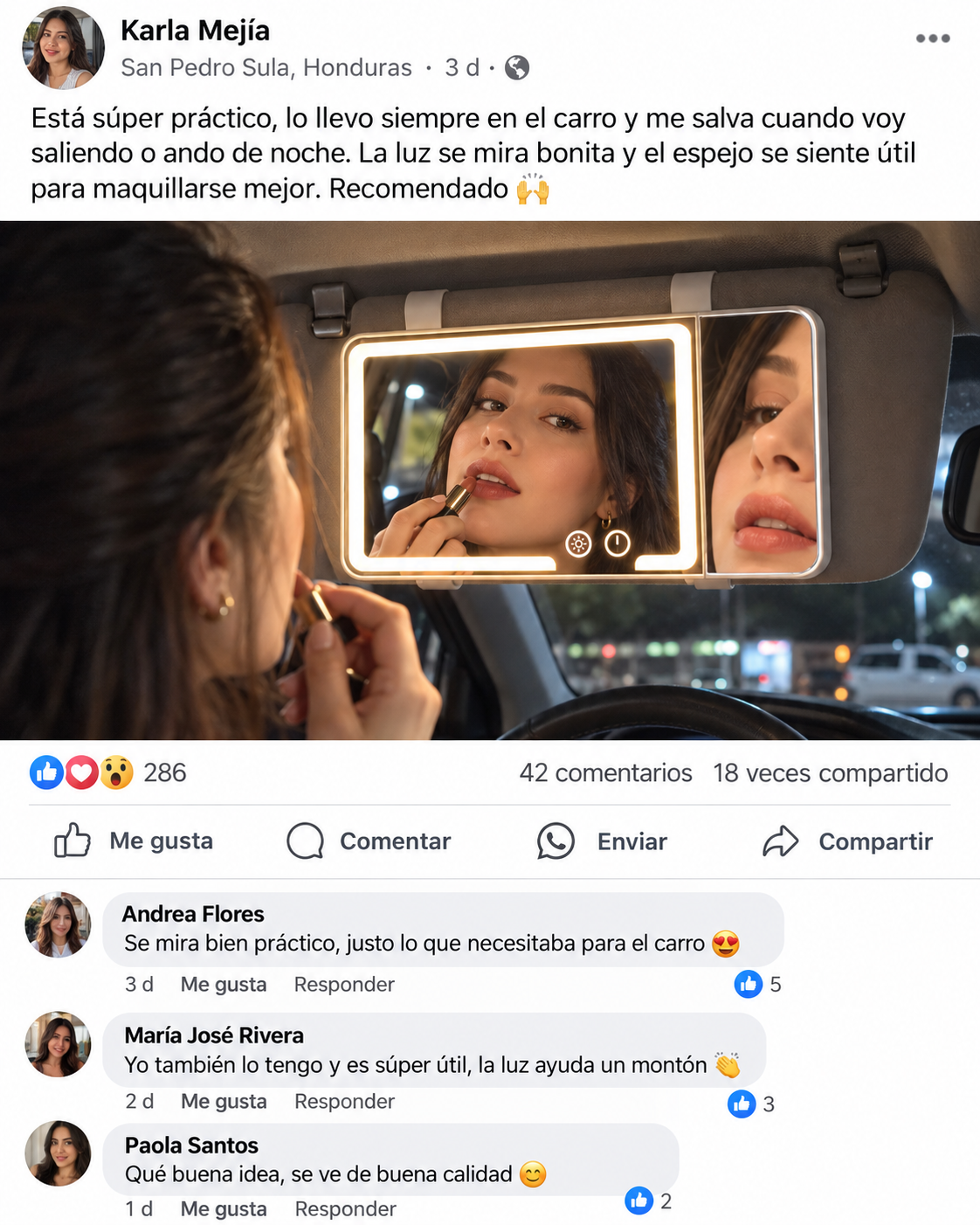 Espejo LED para Visera — ¡Maquillate Perfecta en tu Carro!