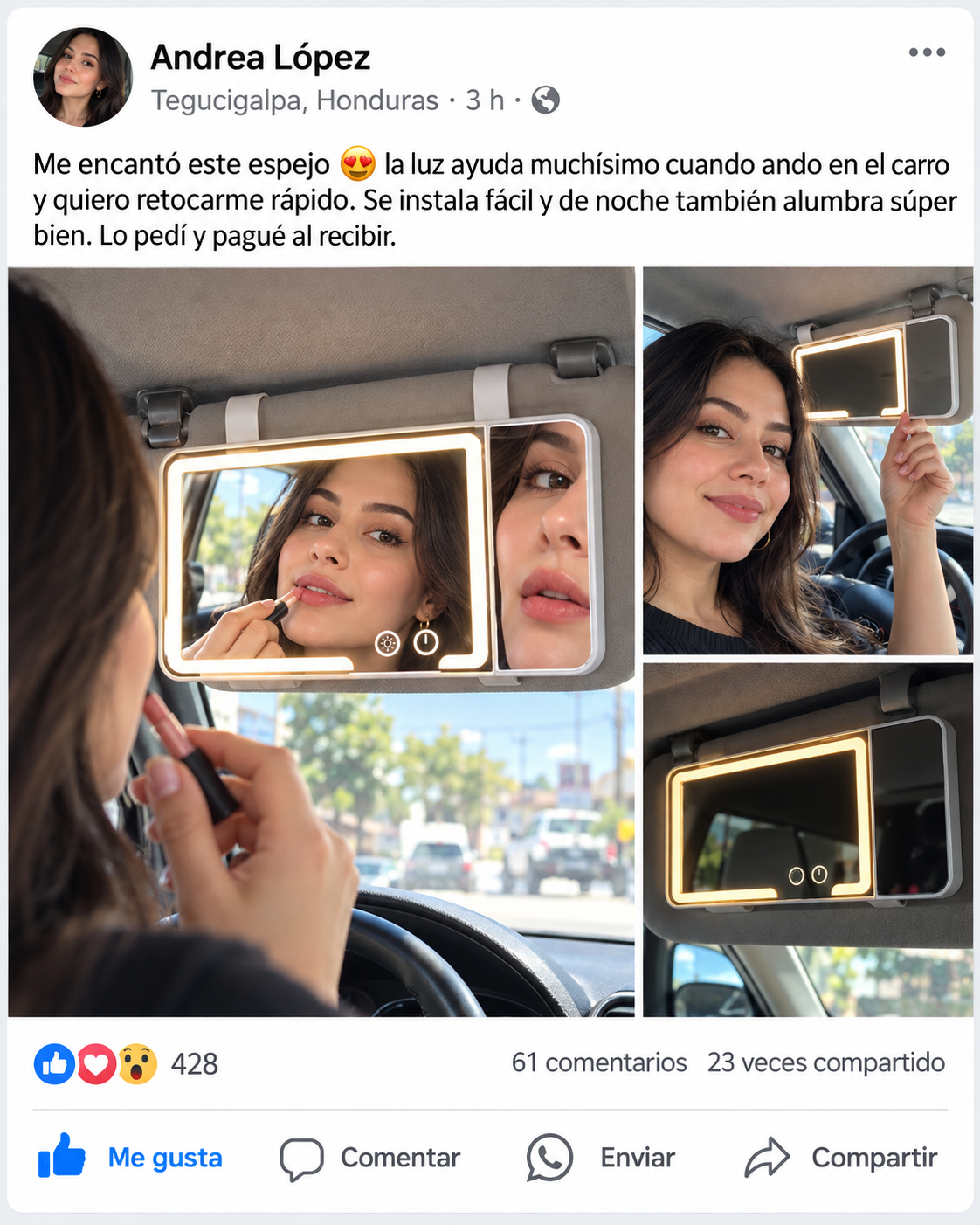 Espejo LED para Visera — ¡Maquillate Perfecta en tu Carro!