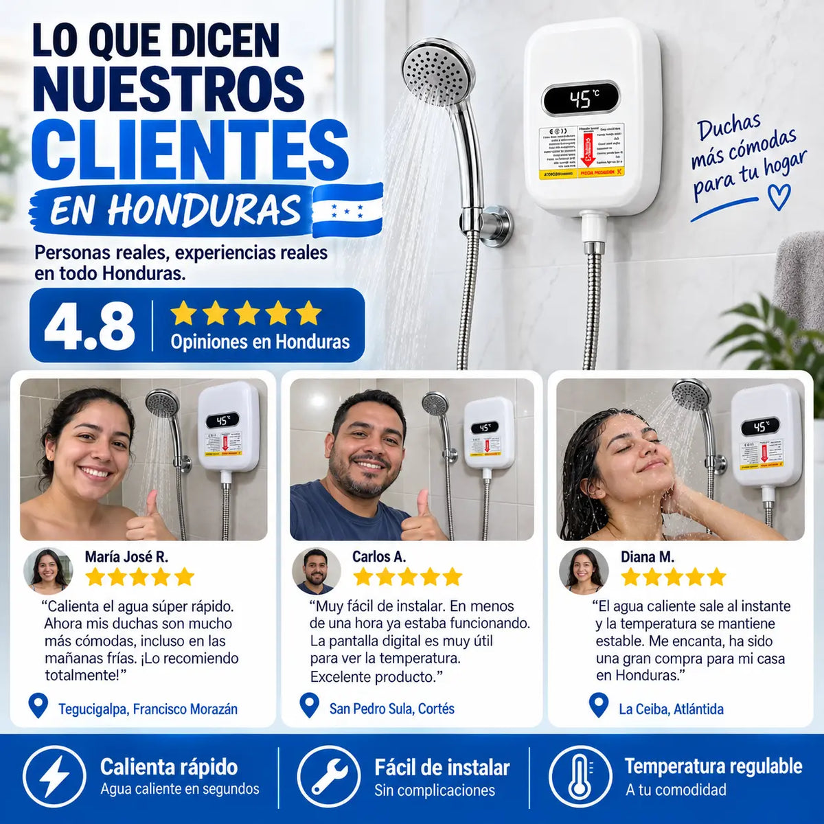 Calentador de Agua Instantáneo con Ducha —