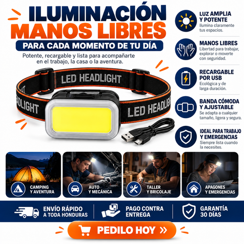 NightVision Pro – Linterna Frontal Inteligente
