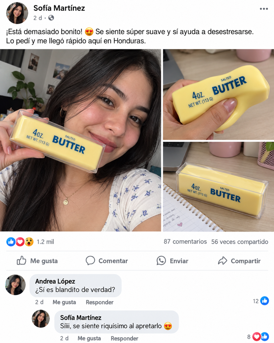 Juguete sensorial para apretar con mantequilla de levantamiento lento, juguete sensorial para aliviar el estrés, juguetes suaves y elásticos, para aliviar la ansiedad - reseña de cliente 1