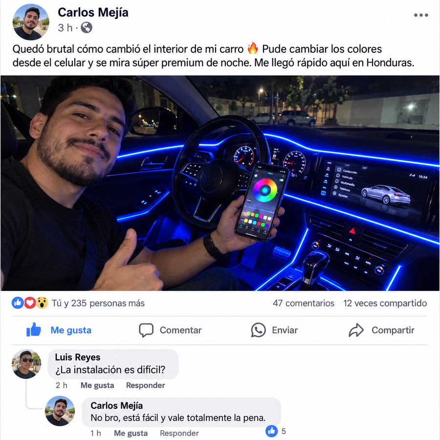 GlowRide™ — Luces LED RGB Interior para Auto - reseña de cliente 3