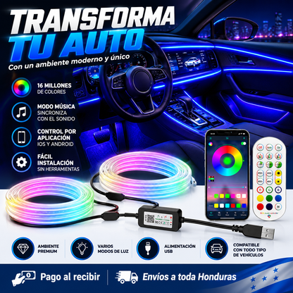 GlowRide™ — Luces LED RGB Interior para Auto
