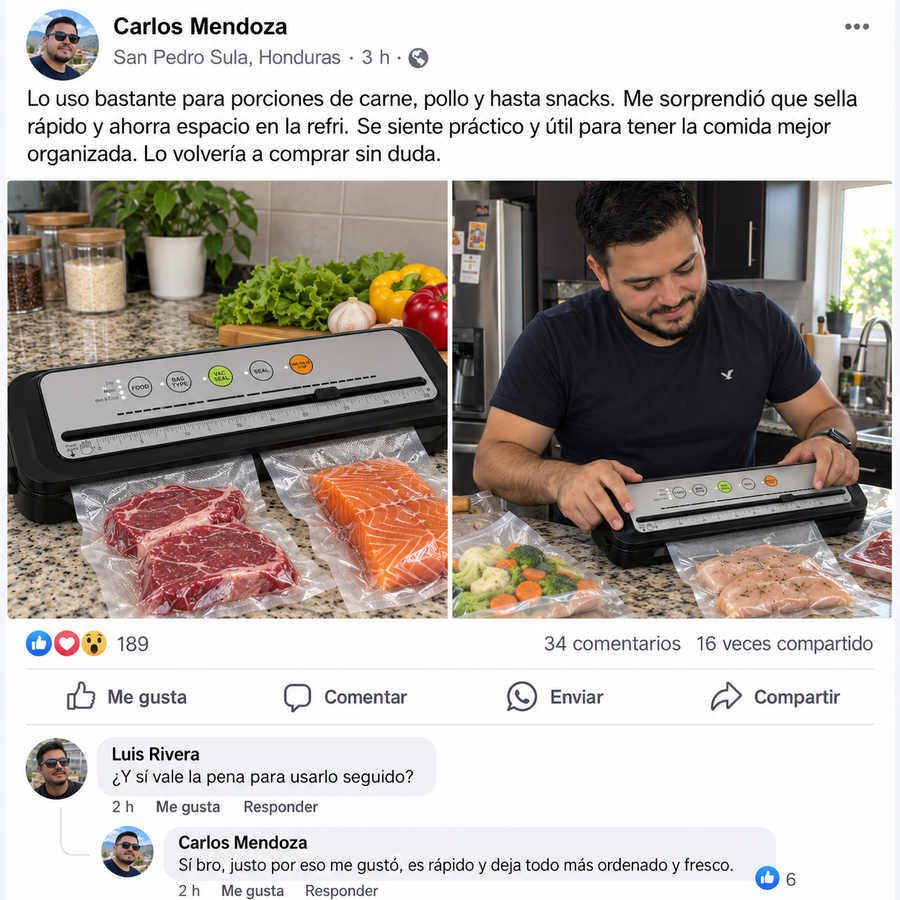 Selladora al Vacío para Alimentos - reseña de cliente 2