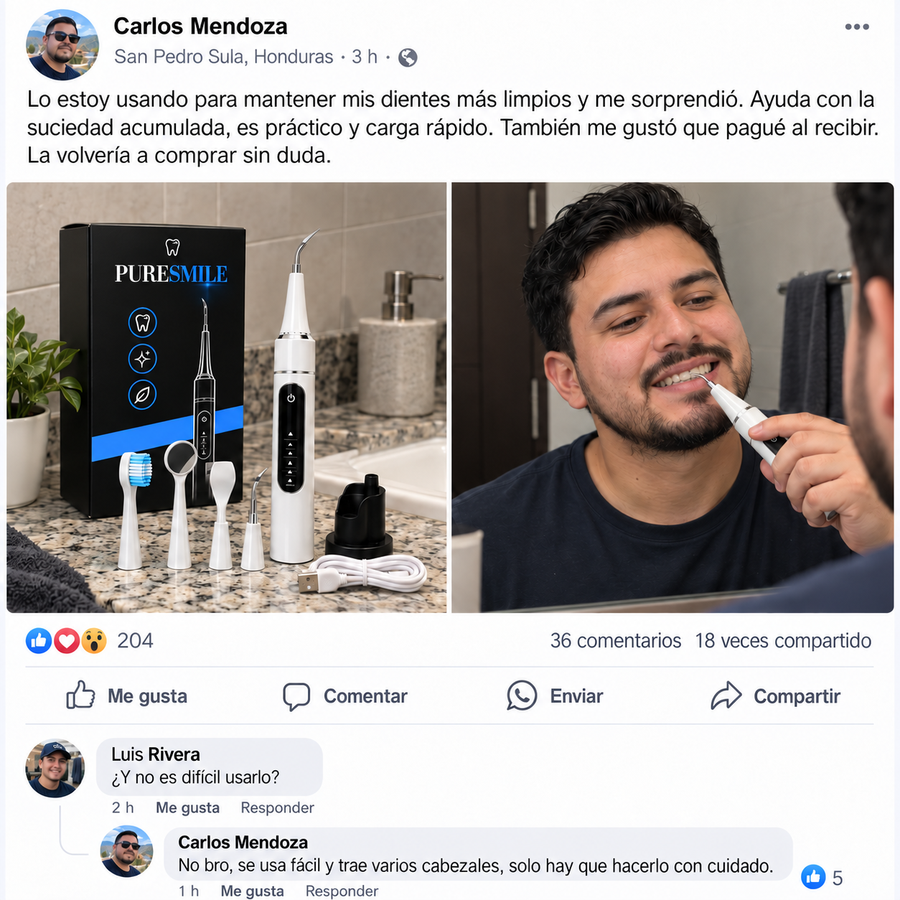 OralClean Pro™ | Cepillo Dental Eléctrico + Removedor de Sarro | 31,000 Vibraciones - reseña de cliente 2