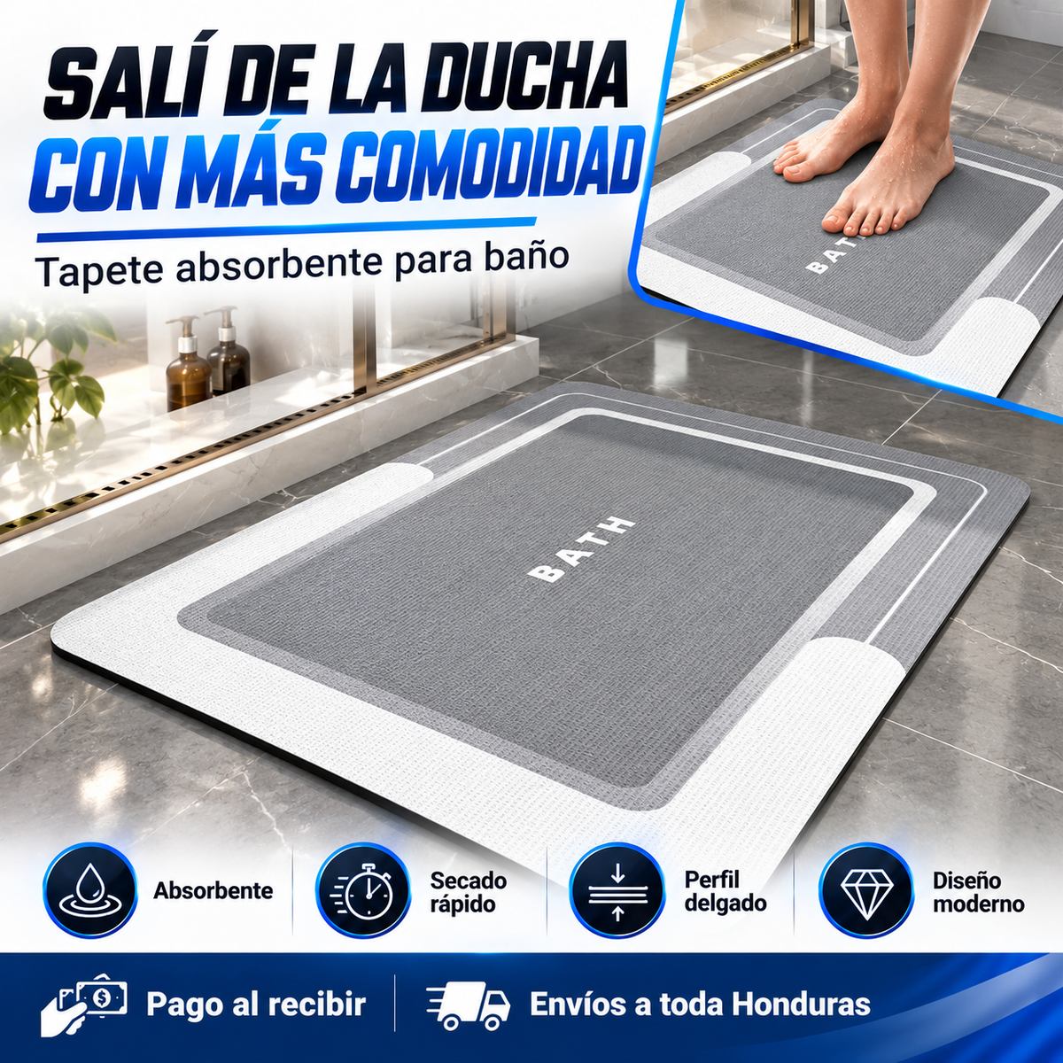 Tapete Mágico Súper Absorbente para Baño