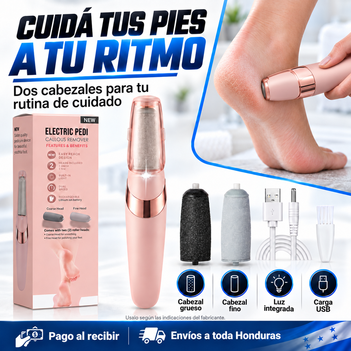 Removedor Eléctrico de Callos — ¡Pedicura Profesional en Casa sin Salón!