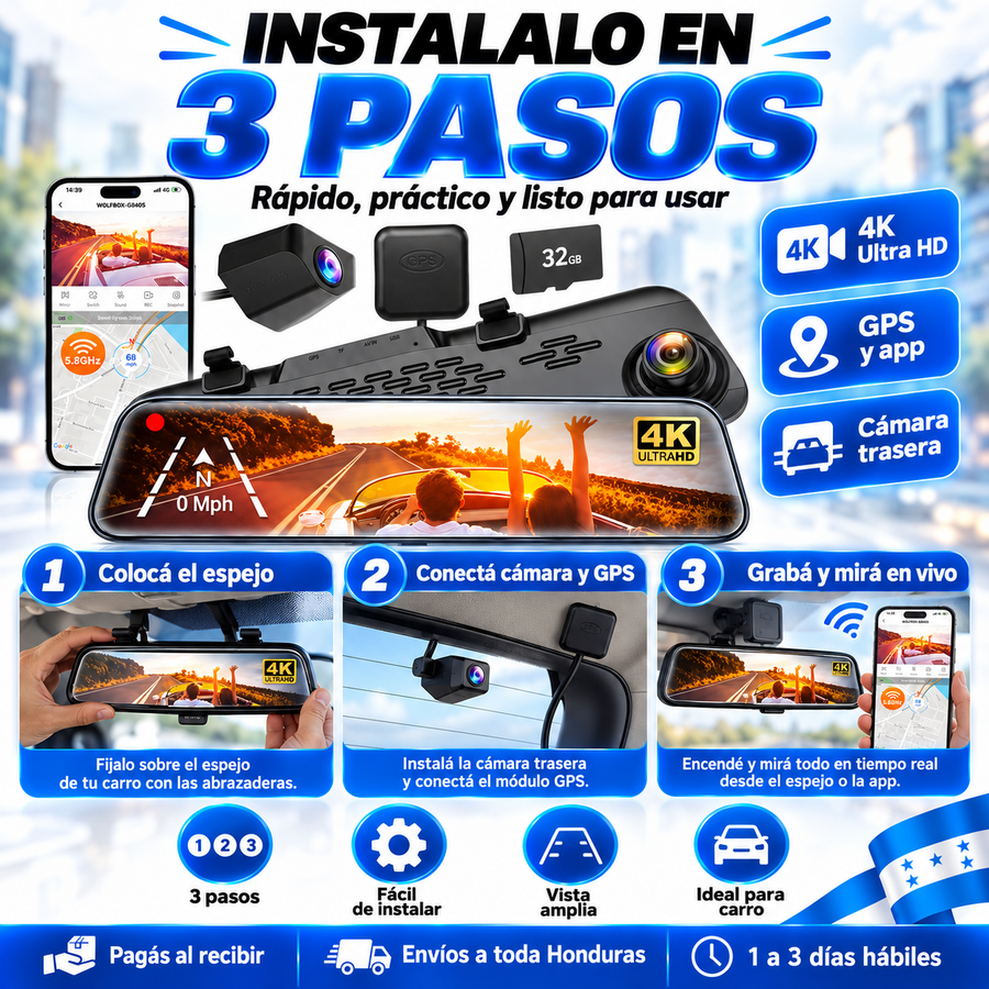 DriveSafe Vision™ – Espejo Retrovisor Inteligente con Cámara - reseña de cliente 3
