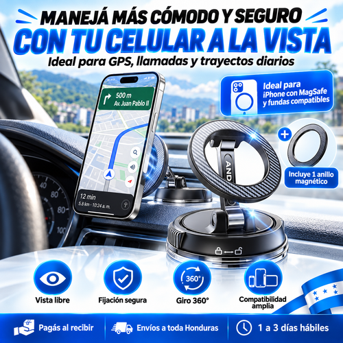 MagLock 360™ — Soporte Magnético para Celular con Succión al Vacío con Garantia
