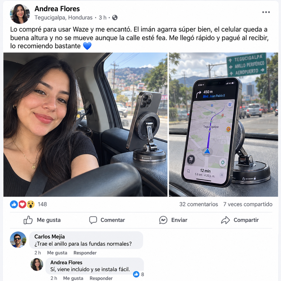 MagLock 360™ — Soporte Magnético para Celular con Succión al Vacío con Garantia - reseña de cliente 1