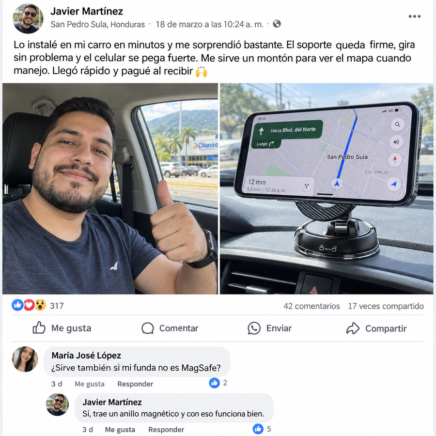 MagLock 360™ — Soporte Magnético para Celular con Succión al Vacío con Garantia - reseña de cliente 2