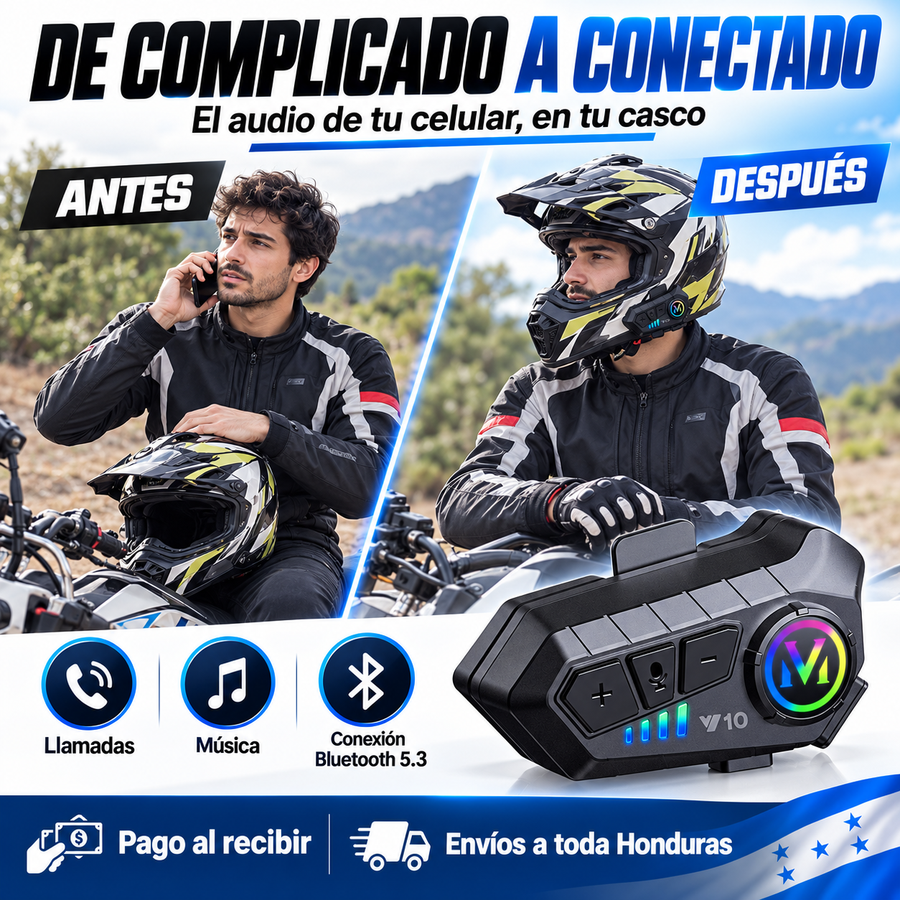 RideConnect Pro | Manos Libres | Batería 40H | Resistente al Agua | Pago al Recibir HN - imagen 2