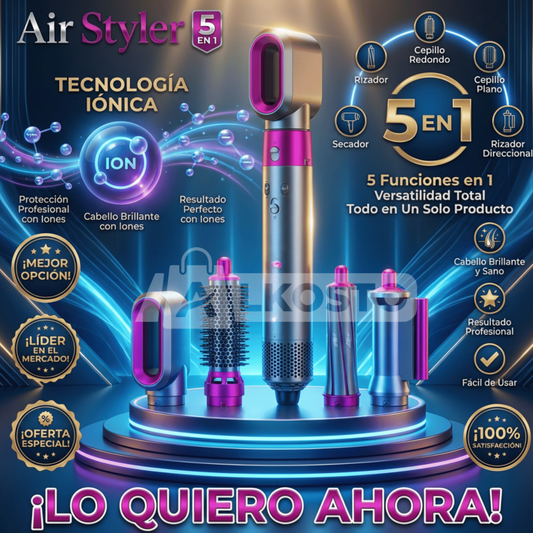 Air Styler 5 en 1 – Secador, Rizador y Cepillo de Aire con Tecnología Iónica con Garantía y Certificado - Inversiones Alkosto