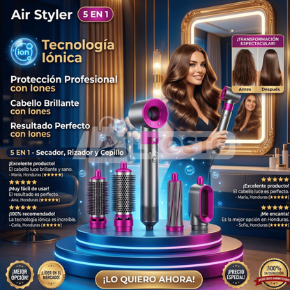 Air Styler 5 en 1 – Secador, Rizador y Cepillo de Aire con Tecnología Iónica con Garantía y Certificado - Inversiones Alkosto