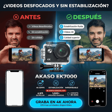 AKASO EK7000 – Cámara de Acción 4K Sumergible - Inversiones Alkosto
