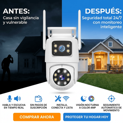 Cámara de Seguridad IP Inalámbrica – Doble Lente con Seguimiento Inteligente Escucha lo que sucede y habla directamente desde tu celular. - Inversiones Alkosto