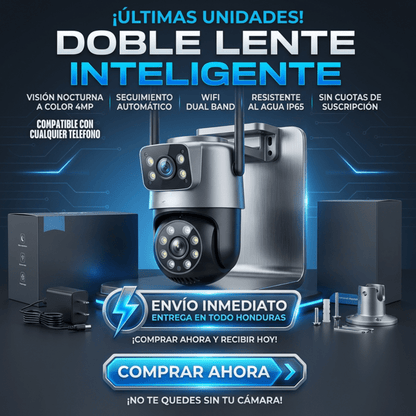 Cámara de Seguridad IP Inalámbrica – Doble Lente con Seguimiento Inteligente Escucha lo que sucede y habla directamente desde tu celular. - Inversiones Alkosto