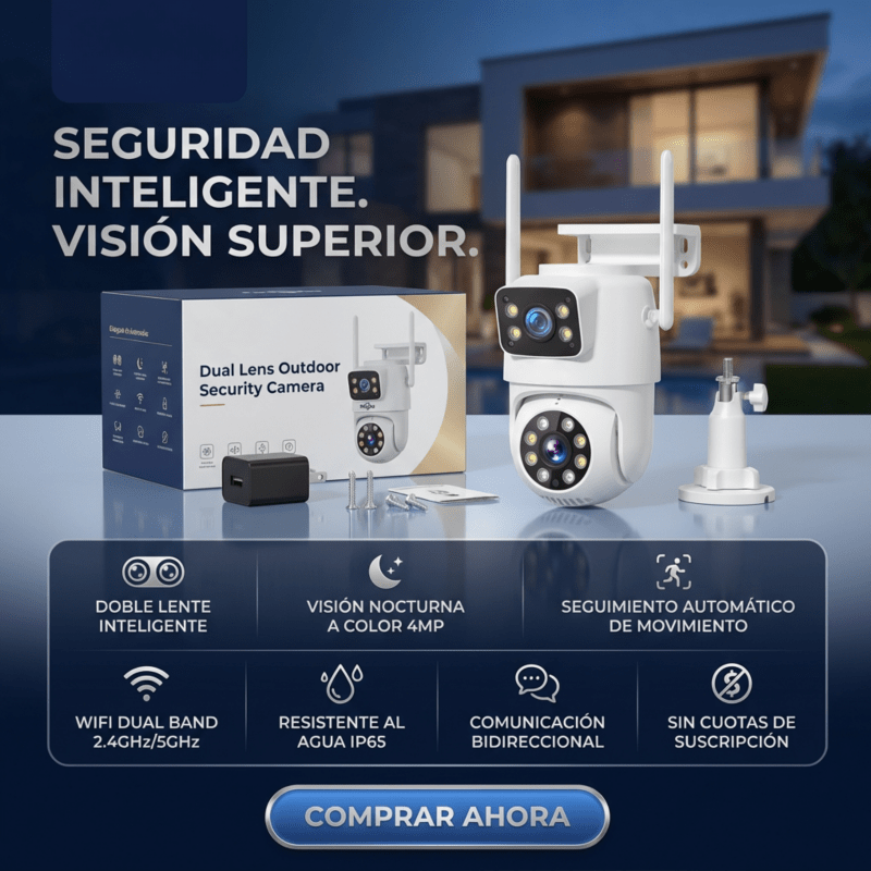Cámara de Seguridad IP Inalámbrica – Doble Lente con Seguimiento Inteligente Escucha lo que sucede y habla directamente desde tu celular. - Inversiones Alkosto