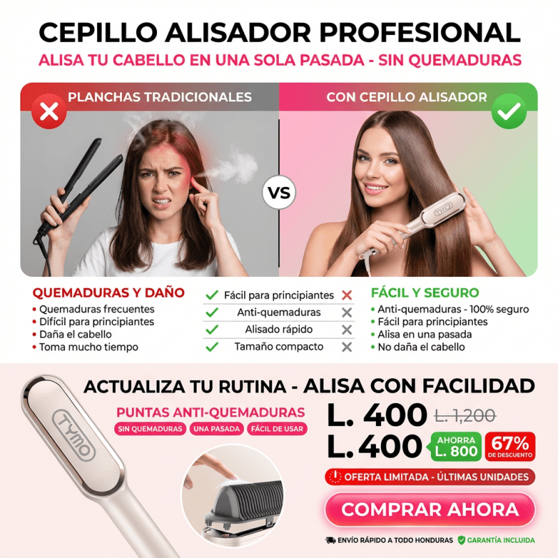Cepillo Alisador Premium Amazon Importado de Alta Temperatura con garantía 12 Meses y Certificado SOLO 50 UNIDADES HOY CON DESCUENTO ADICIONAL PRECIO SOLO POR HOY 400 LEMPIRAS - Inversiones Alkosto