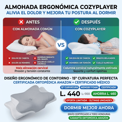 CerviCool Pro – Almohada Cervical Ortopédica con Enfriamiento - Inversiones Alkosto