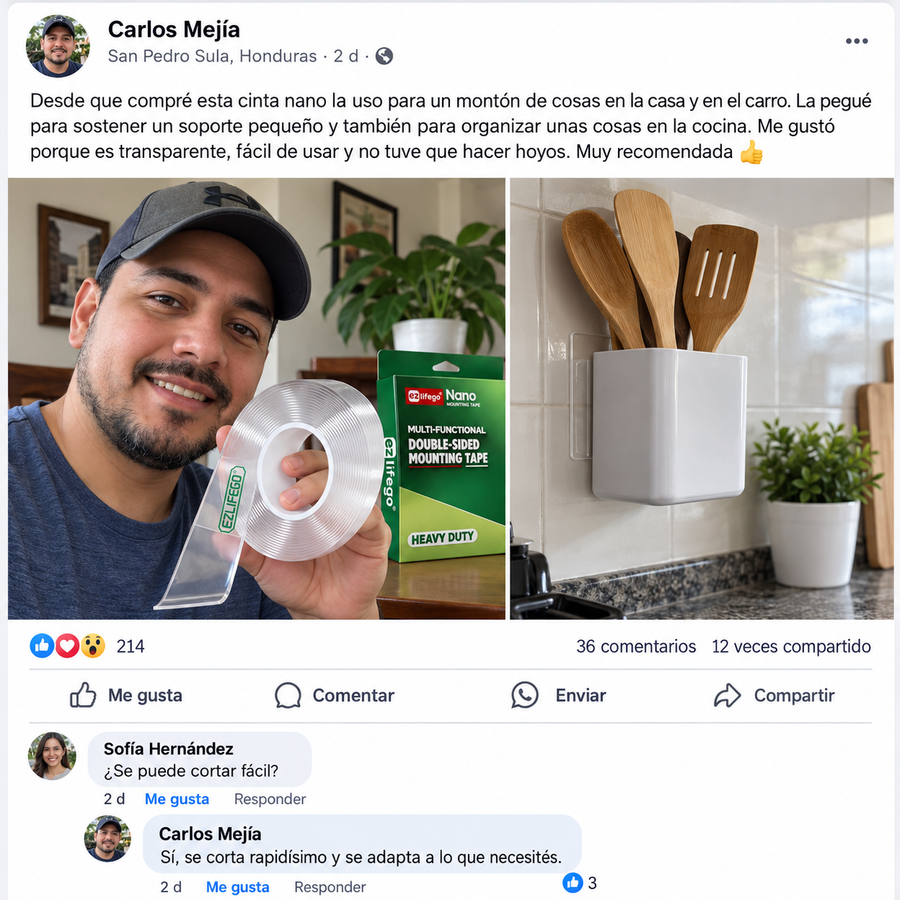 MegaHold Pro – Cinta Doble Cara Transparente - reseña de cliente 1