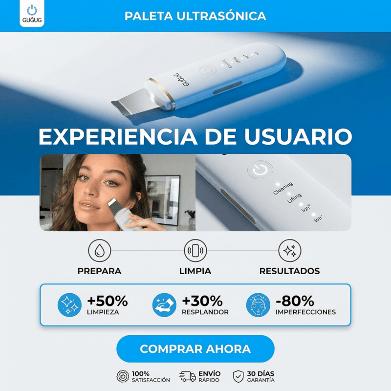 Espátula Ultrasónica Facial GUGUG – Limpiador Profundo + Removedor de Impurezas - Inversiones Alkosto