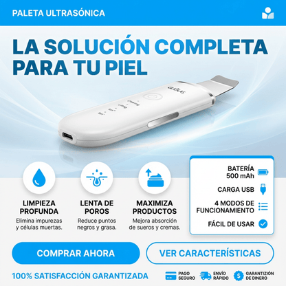 Espátula Ultrasónica Facial GUGUG – Limpiador Profundo + Removedor de Impurezas - Inversiones Alkosto