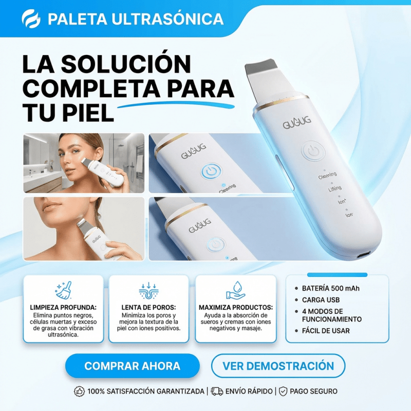 Espátula Ultrasónica Facial GUGUG – Limpiador Profundo + Removedor de Impurezas - Inversiones Alkosto