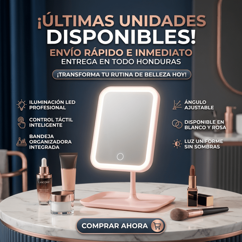 Espejo de Maquillaje LED USB RECARGABLE – Luz Ajustable 3 Modos +Garantía y certificado - Inversiones Alkosto