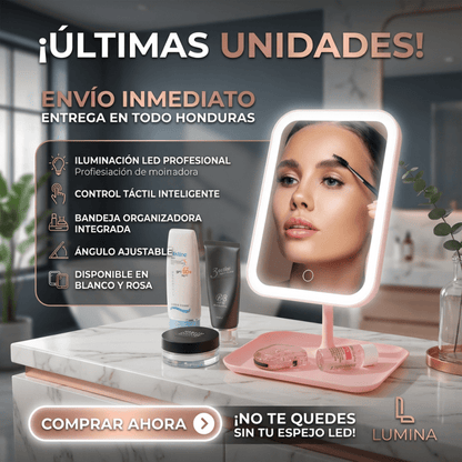 Espejo de Maquillaje LED USB RECARGABLE – Luz Ajustable 3 Modos +Garantía y certificado - Inversiones Alkosto