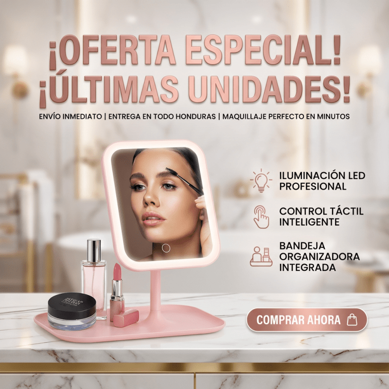 Espejo de Maquillaje LED USB RECARGABLE – Luz Ajustable 3 Modos +Garantía y certificado - Inversiones Alkosto