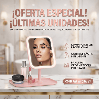 Espejo de Maquillaje LED USB RECARGABLE – Luz Ajustable 3 Modos +Garantía y certificado - Inversiones Alkosto