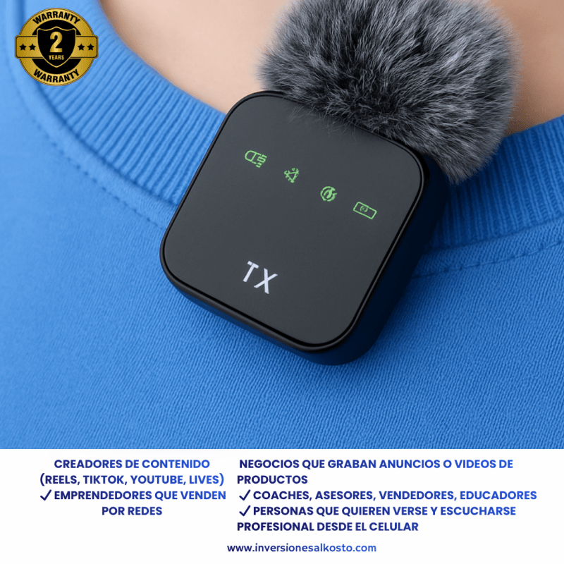 🎤 F11 Pro Mic™ – Micrófono Inalámbrico de Solapa para Creadores y Negocios PROFESIONAL - INVERSIONES ALKOSTO