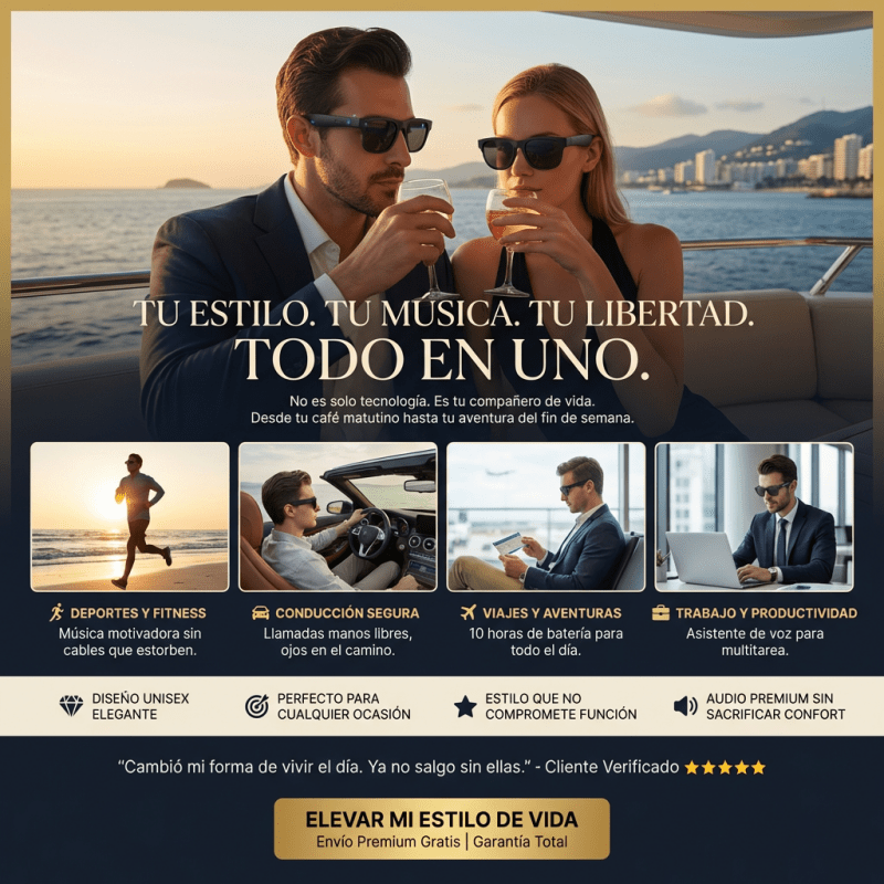 Gafas Inteligentes Bluetooth Pro – Auriculares Integrados & Lentes UV CERTIFICACION CONTESTA LLAMADAS - Inversiones Alkosto