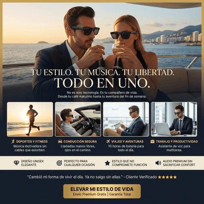 Gafas Inteligentes Bluetooth Pro – Auriculares Integrados & Lentes UV CERTIFICACION CONTESTA LLAMADAS - Inversiones Alkosto