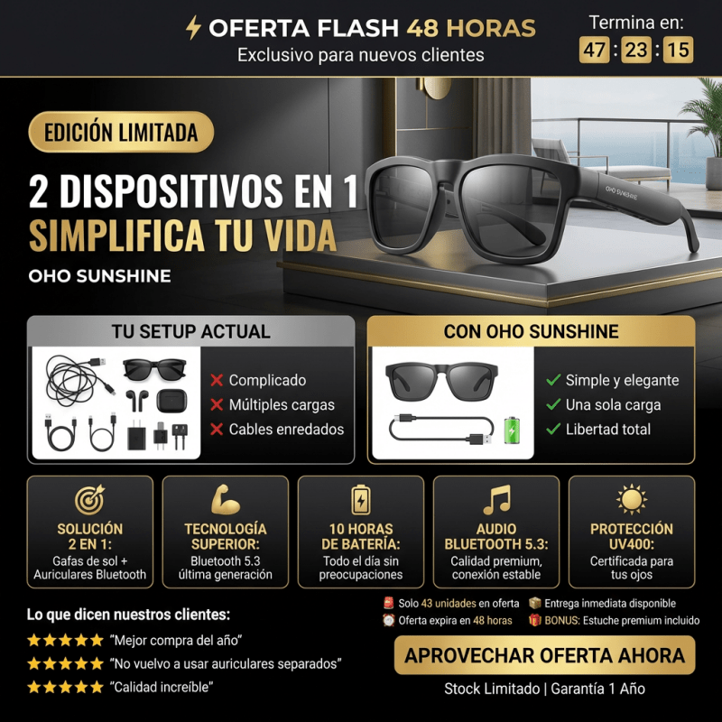 Gafas Inteligentes Bluetooth Pro – Auriculares Integrados & Lentes UV CERTIFICACION CONTESTA LLAMADAS - Inversiones Alkosto