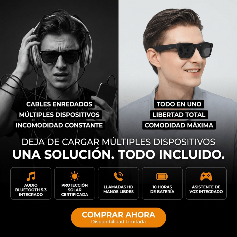 Gafas Inteligentes Bluetooth Pro – Auriculares Integrados & Lentes UV CERTIFICACION CONTESTA LLAMADAS - Inversiones Alkosto