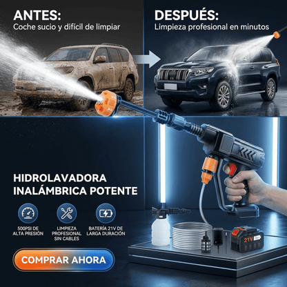 Hidrolavadora Portátil Inalámbrica – Pistola de Alta Presión con Boquilla Ajustable Certificada y con Seguro de Garantía - Inversiones Alkosto