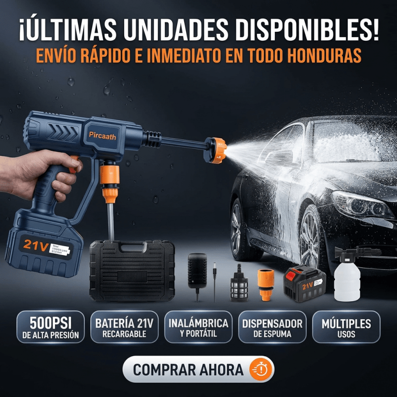 Hidrolavadora Portátil Inalámbrica – Pistola de Alta Presión con Boquilla Ajustable Certificada y con Seguro de Garantía - Inversiones Alkosto