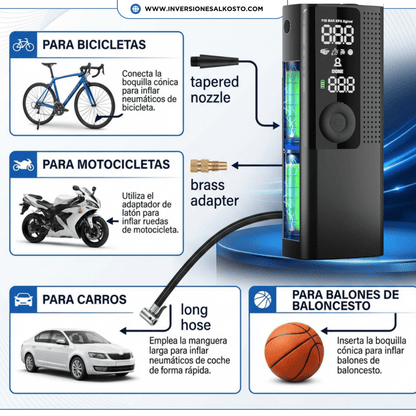 INFLADOR MULTIUSOS PORTÁTIL RECARGABLE CON GARANTÍA Y CERTIFICACIÓN - Inversiones Alkosto