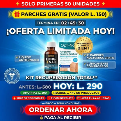 KIT RECUPERACIÓN TOTAL™ Sistema Profesional 2 en 1 para Uñas Dañadas y con Hongos Onicomicos GARANTÍA Y CERTIFICACIÓN MEDICA INCLUIDA - Inversiones Alkosto