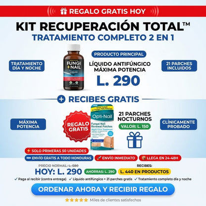 KIT RECUPERACIÓN TOTAL™ Sistema Profesional 2 en 1 para Uñas Dañadas y con Hongos Onicomicos GARANTÍA Y CERTIFICACIÓN MEDICA INCLUIDA - Inversiones Alkosto