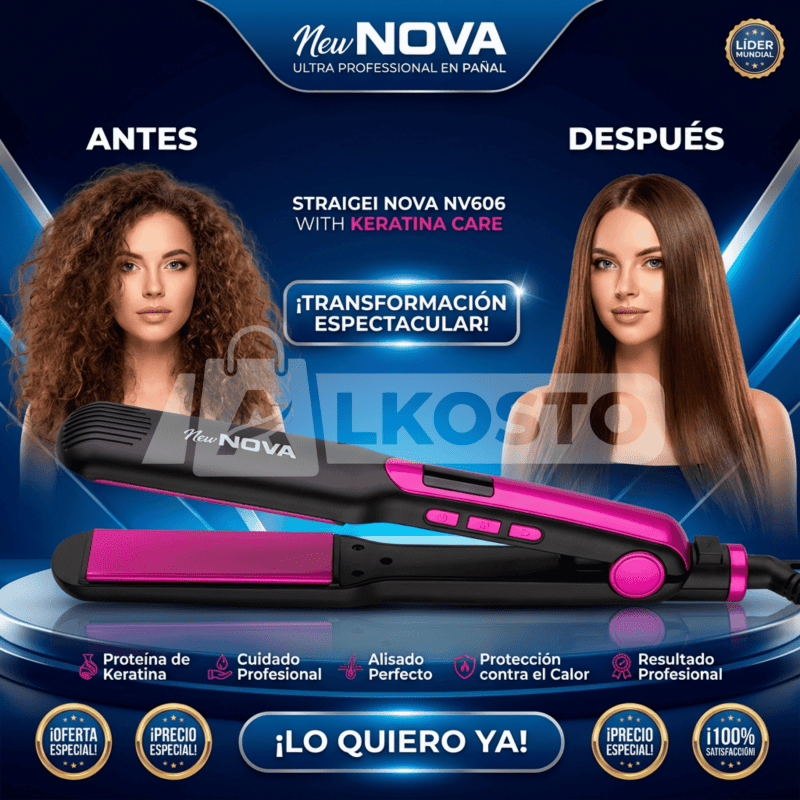 New NOVA NV606 – Alaciado Profesional con Cuidado de Keratina Certificada más Garantía - Inversiones Alkosto