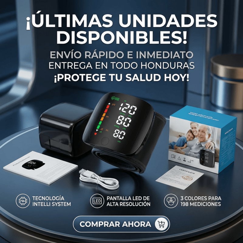 NUEVO Monitor Digital 2026 de Presión Arterial de Muñeca – Pantalla LED, Memoria Doble y Voz Guía + seguro de Garantía - Inversiones Alkosto